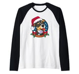 Dog Happy Christmas - Funny Christmas Raglan Baseball Tee