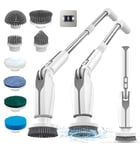 Leebein Electric Spin Scrubber, 2024 Upgraded Electric Scrubber for Cleaning, Spin Scrubber with Long Handle & 8 Replaceable Brush Heads, Remote Control Shower Cleaner Brush for Bathroom, Floor