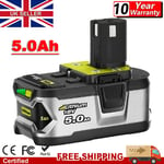 Replace For Ryobi P108 ONE+ 18V 5Ah Li-ion Battery RB18L50 High Capacity Battery