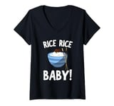 Womens Cool Rice Design For Men Women White Food Cooker Rice Lover V-Neck T-Shirt