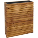 Jamais utilisé] Jardinière sur pied HHG 579, bac à fleurs, carré 77x63x23cm Outdoor en bois d'acacia certifié mvg, brun