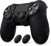 Housse Manette Pour Ps4 Coque De Protection Silicone Pour Ps4 Manette Line & Dot Controller Cover Pour Ps4 Avec Capuchon Pour Ps4 Slim/Ps4 Pro Joystick-Noir