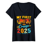 Womens My First Cruise 2025 Summer Vacation Family Cruise Ship V-Neck T-Shirt