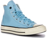 Converse A07445C Court Patch Canvas & Leather Womens Trainers Sky Blue UK 6 - 12