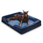 Bedsure XXL Dog Sofa Bed Washable - Extra Large Orthopedic Dog Beds with Removable Flannel Zipper Cover, XL Waterproof Human Dog Bed for Adults, Navy Squre Pet Bed, 134.5x106.5x20cm