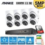 Annke Système de surveillance vidéo 8 canaux Ultra hd 4K H.265 + dvr et Kit de caméras dôme étanches 8PCS 5MP hd - 1TB hdd