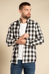 French Connection Mens Cotton Large Gingham Flannel Long Sleeve Shirt - Ecru - Size 2XL