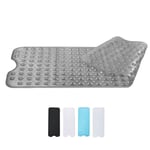 Tapis de Bain antidérapant Anti-moisissure et Ventouse puissante de qualité – Extra Long 100 x 40 cm – Gris Transparent – Tapis de Bain antidérapant Lavable pour Baignoire intérieure – Idéal pour Les