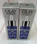 Olay Regenerist Retinol 24 NIGHT Serum, Fragrance Free - 2 x 40ml Sealed