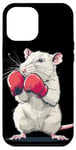 iPhone 13 Pro Max Nice white Rat loves boxing with red Gloves Costume Case