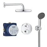 GROHE Precision Trend - Shower Set for Final Installation with Aquadimmer (1 spray Head Shower 21cm, 2 Sprays Hand Shower 10 cm, Shower Hose 1.5 m, Shower Outlet Elbow, Thermostat), Chrome, 34733002