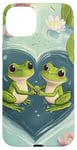 Coque pour iPhone 15 Plus Grenouille Cœur Bassin Saint-Valentin