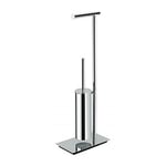 Lampadaire B9907 avec Porte-Rouleau et Porte-Brosse de Toilette Suspendu en Laiton Colombo Design Square Finition Chrome