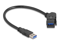 Delock - Usb-Förlängningskabel - Usb (Hane) Till Usb (Hona) Angled, Panel Mountable - Usb 3.0 - 0.8 A - 30 Cm - Upp Till 5 Gbps Dataöverföringshastighet - Svart