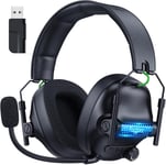 FC400 Casque de Jeu sans Fil - sans Perte 2,4 GHz et Bluetooth - Batterie 50 Heures, Pilotes 50 mm, pour PC, PS5, PS4, Mac, Nintendo Switch, lumières RVB sympas, Audio Spatial - Noir