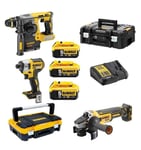 Verktøysett DeWalt DCK305P3T-QW (DCH273 + DCG405N + DCF887N); 18 V; 3x5,0 Ah batt.