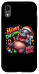 Coque pour iPhone XR Adorable bébé hippopotame Moo Deng Merry Christmas Cheer