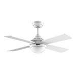 Ovlaim Ventilateur de plafond moderne 122cm avec éclairage LED (3 couleurs) et télécommande (6 vitesses), moteur DC à économie d'énergie, super silencieux, adapté pour l'été et l'hiver - Blanc