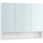 Armoire de Salle de Bain avec Portes Miroir, Meuble de Rangement, Armoire Murale à Miroir, Compartiment Ouvert, Étagères Réglables, 16,5 x 90 x 75