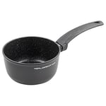 FLORINA - Casserole en Aluminium (1,1 l) I Casserole Induction BONO I 16 cm Diamètre I Marmite pour Induction, Gaz, Electrique I Batterie de Cuisine I Revêtement Antiadhésif I Couleur: Noir