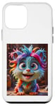 Coque pour iPhone 12 mini peluche mignon monstre fourrure coloful moelleux amical enfants cool