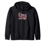 Splash Art Boombox Old School 80s Music Hip Hop Zip Hoodie