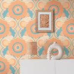 A.S. Création Retro 70's Floral Trail Wallpaper Beige/Turquoise/Orange/Yellow/Blue Retro Chic 395302 8.50m x 0.53m Paste The Wall