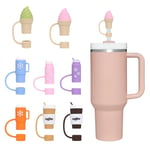 GADITIEK Lot de 8 Couvercles de Paille Pour Tasse Stanley, 10 mm, Anti-poussière, en Silicone, Embouts de Paille Réutilisables pour Accessoires de Gobelet Stanley Cup (8 PCS Coupes et glaces)