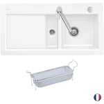 Evier - VILLEROY & BOCH - Subway Pure 60 - 1 bac et demi - égouttoir à gauche - céramique