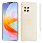 Jeelar ESONG Coque pour OnePlus ACE3 5G/OnePlus 12R 5G,avec Motif Coeur d'amour Doré Mignon/dragonne,Belle Case pour Femme/Fille,Ultra Fine Housse en Silicone Souple Fantaisie TPU Etui-Blanc