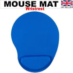 Mouse Mat PAD Anti-Slip LAPTOP PC Computer WITH Foam Wrist Support REST Blue PAD