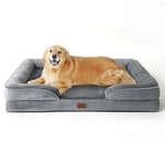 Bedsure Dog Sofa Bed Extra Large - Washable Orthopedic Dog Beds and Couch with Removable Flannel Zipper Cover, XL Plus Waterproof Human Dog Bed for Adults, Grey Squre Pet Bed, 122x89x20cm