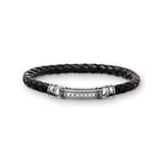 THOMAS SABO Bracelet pour homme en cuir noir, 17,5 cm, LB40-008-11-S, 17,5cm, Argent sterling Cuir, Pas de gemme