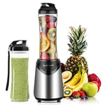 La Rêveuse Mixeur Blender avec 2 Bouteilles BPA-Free Portables de 550ml Mini Blender électrique Multifonctionnel pour Smoothie Milk-shake Fruits,Puissant 300W (Silver)