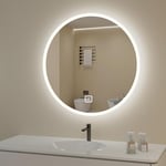 Cheerhom Miroir Lumineux Salle de Bain LED 50x50cm Rond avec éclairage Ajustable (3 Couleurs), Interrupteur Tactile, Anti-buée, Idéal pour Salle de Bain et Dressing