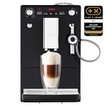 Melitta Solo & Perfect Milk Noire, Machine à Café à Grains avec Broyeur et Système d'Extraction des Arômes, Mode 1 à 2 Tasses, Auto Cappuccinatore, Affichage LED, E957-201, 1400W