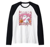 BOO JEE Ghost Halloween Cute Girl Ghost Coffee Pumpkin Latte Raglan Baseball Tee