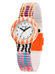 Hip Hop Women's Dream Watch in Color Dial Mono -Color White Collor Movement Mouvement Uniquement - Quartz 3H et Sliconie avec Tissu Multicolore HWU1138