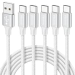 Cable Usb C Lot [1m+1m+2m+2m+3m] Câble Usb C Charge Rapide Nylon Tressé Cordon Chargeur Pour Samsung Galaxy S24 S22 S20 Fe S10 A55 A54 A53 A34 A23 A13 A14 A15, Pixel, Redmi, Switch