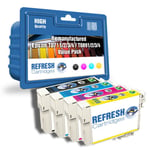 REFRESH CARTRIDGES T0711/2/3/4 BK/C/M/Y FULL SET INK COMPATIBLE WITH EPSON PRINT