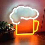 Öl Neon Skylt LED Neon Väggdekor Gul Vit Öl Bar Klubb Sovrum Neon Skylt för Bar Klubb Strandbutik Jul Födelsedagsfest 11.8\" X 11.4\"""