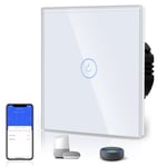 Interrupteur Connecte Intelligent 1 Gang 1 Voie Interrupteur Tactile(Ligne Neutre Requise)Wifi Interrupteur De Verre 86Mm Blanc