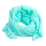 Karl Loven Femme - Foulard - Froissé - pashmina - écharpe - cache-col - 30 Couleurs (Vert d'eau)