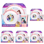 Disney Princess Kids Tableware Set – 3 Piece Reusable PP Plate, Bowl & Cup Set for Children – Cinderella Mulan Belle Tumbler & Dinnerware Set for Mealtimes – for 24 Months & Up (Pack of 5)