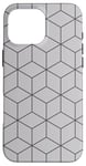 Coque pour iPhone 16 Pro Max Gray Hexagons 3D Cubes Geometric Optical Illusion Pattern