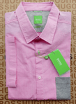 New Hugo BOSS mens pink golf pro club regular fit short sleeve shirt LARGE £89