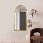 MirrorOutlet Grand Miroir Mural Moderne en métal doré arqué : 120 x 60 cm – Convient pour Chambre à Coucher, Salon, Dressing et espaces de Vie.