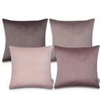 Paco Home Housse Coussin Canapé Lot De 4 Coussin Canapé Housse Coussin Décoratif Chambre Velours Côtelé Velours 45x45, Couleur:Rosa, Sets:4pcs-Set