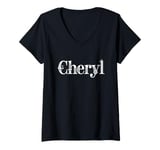 Womens Cheryl Name Custom Flower Personalized Botanical Women V-Neck T-Shirt