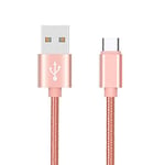 Pack de 2 Cables Metal Nylon Type C pour Samsung Galaxy Note 10 Smartphone Android Chargeur Connecteur (Rose)